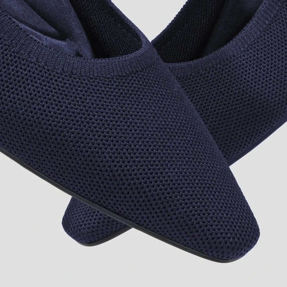 Vivaia Pointed-Toe Knit Block Heel Pumps‎ Comfortable Flats Shoes Size 8 EUR 39